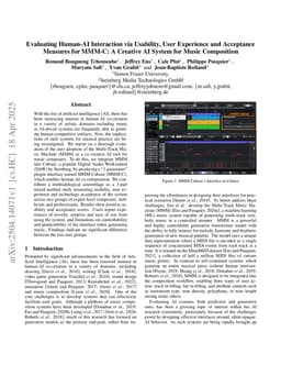 Evaluating Human-AI Interaction via Usability, User Experience and Acceptance Measures for MMM-C: A Creative AI System for Music Composition