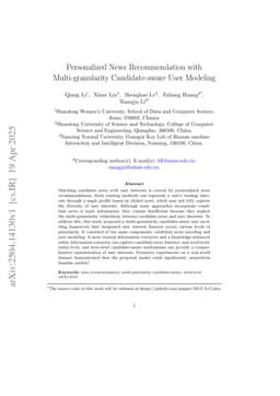 Personalized News Recommendation with Multi-granularity Candidate-aware User Modeling