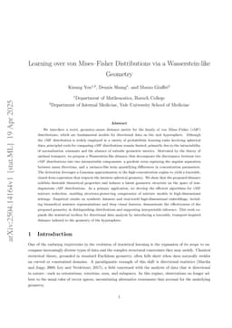 Learning over von Mises-Fisher Distributions via a Wasserstein-like Geometry