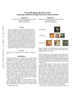 Can AI Recognize the Style of Art? Analyzing Aesthetics through the Lens of Style Transfer