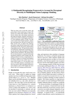 A Multimodal Recaptioning Framework to Account for Perceptual Diversity in Multilingual Vision-Language Modeling