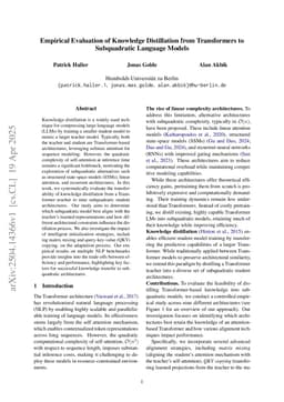Empirical Evaluation of Knowledge Distillation from Transformers to Subquadratic Language Models