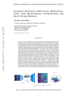 Learning Enhanced Structural Representations with Block-Based Uncertainties for Ocean Floor Mapping