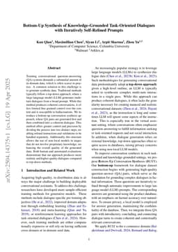 Bottom-Up Synthesis of Knowledge-Grounded Task-Oriented Dialogues with Iteratively Self-Refined Prompts