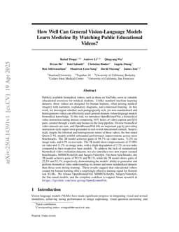 How Well Can General Vision-Language Models Learn Medicine By Watching Public Educational Videos?
