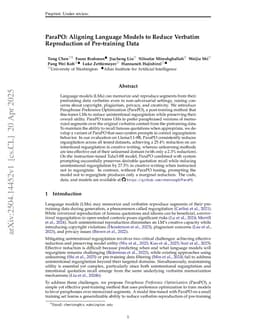 ParaPO: Aligning Language Models to Reduce Verbatim Reproduction of Pre-training Data
