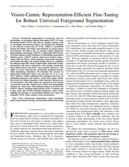 Vision-Centric Representation-Efficient Fine-Tuning for Robust Universal Foreground Segmentation