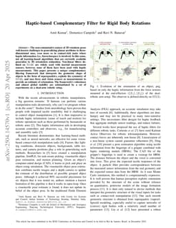 Haptic-based Complementary Filter for Rigid Body Rotations