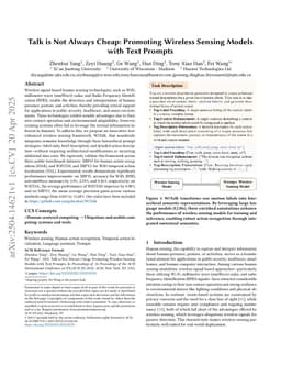 Talk is Not Always Cheap: Promoting Wireless Sensing Models with Text Prompts