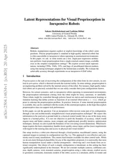 Latent Representations for Visual Proprioception in Inexpensive Robots