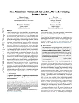 Risk Assessment Framework for Code LLMs via Leveraging Internal States