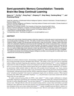 Semi-parametric Memory Consolidation: Towards Brain-like Deep Continual Learning