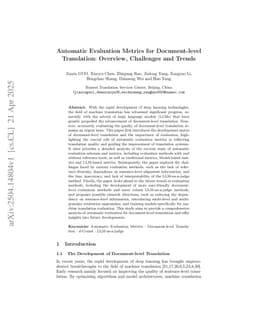 Automatic Evaluation Metrics for Document-level Translation: Overview, Challenges and Trends