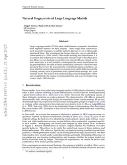 Natural Fingerprints of Large Language Models