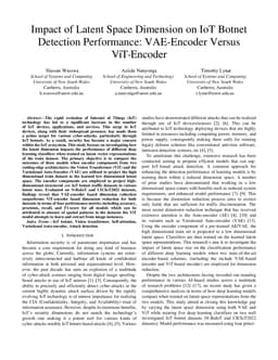 Impact of Latent Space Dimension on IoT Botnet Detection Performance: VAE-Encoder Versus ViT-Encoder