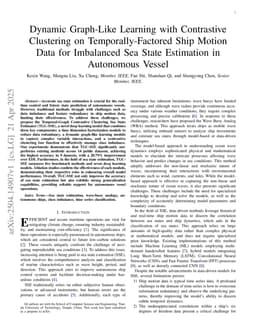 Dynamic Graph-Like Learning with Contrastive Clustering on Temporally-Factored Ship Motion Data for Imbalanced Sea State Estimation in Autonomous Vessel