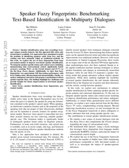 Speaker Fuzzy Fingerprints: Benchmarking Text-Based Identification in Multiparty Dialogues