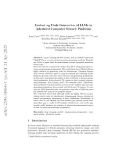 Evaluating Code Generation of LLMs in Advanced Computer Science Problems