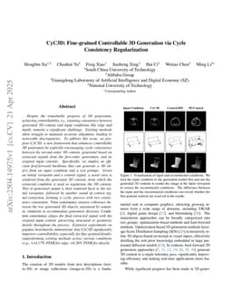 Cyc3D: Fine-grained Controllable 3D Generation via Cycle Consistency Regularization