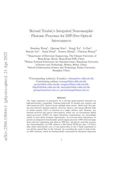 Beyond Terabit/s Integrated Neuromorphic Photonic Processor for DSP-Free Optical Interconnects