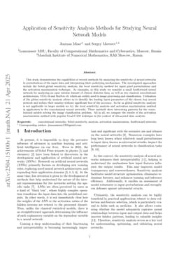 Application of Sensitivity Analysis Methods for Studying Neural Network Models