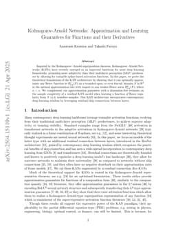 Kolmogorov-Arnold Networks: Approximation and Learning Guarantees for Functions and their Derivatives