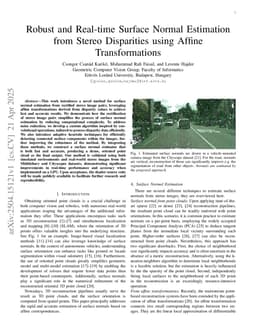 Robust and Real-time Surface Normal Estimation from Stereo Disparities using Affine Transformations