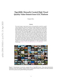 Tiger200K: Manually Curated High Visual Quality Video Dataset from UGC Platform