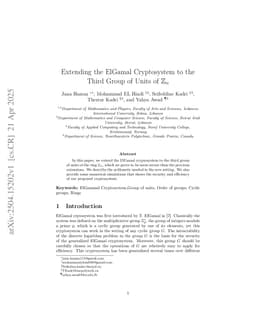 Extending the ElGamal Cryptosystem to the Third Group of Units of $\Z_{n}$