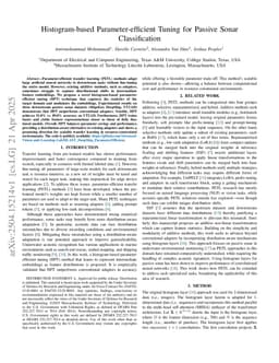 Histogram-based Parameter-efficient Tuning for Passive Sonar Classification