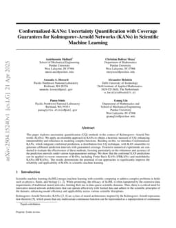 Conformalized-KANs: Uncertainty Quantification with Coverage Guarantees for Kolmogorov-Arnold Networks (KANs) in Scientific Machine Learning