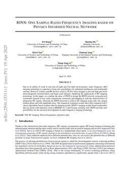 RINN: One Sample Radio Frequency Imaging based on Physics Informed Neural Network