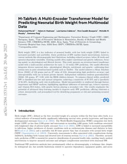 M-TabNet: A Multi-Encoder Transformer Model for Predicting Neonatal Birth Weight from Multimodal Data