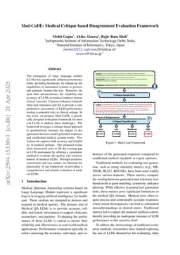 Med-CoDE: Medical Critique based Disagreement Evaluation Framework