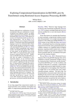 Exploring Compositional Generalization (in ReCOGS_pos) by Transformers using Restricted Access Sequence Processing (RASP)