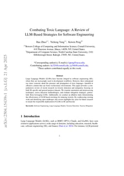 Combating Toxic Language: A Review of LLM-Based Strategies for Software Engineering