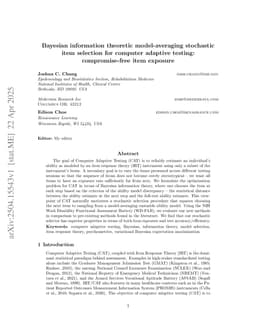 Bayesian information theoretic model-averaging stochastic item selection for computer adaptive testing: compromise-free item exposure