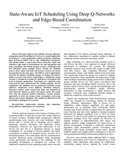 State-Aware IoT Scheduling Using Deep Q-Networks and Edge-Based Coordination