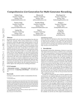 Comprehensive List Generation for Multi-Generator Reranking