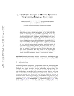 A Time Series Analysis of Malware Uploads to Programming Language Ecosystems