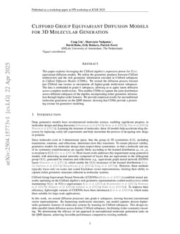 Clifford Group Equivariant Diffusion Models for 3D Molecular Generation