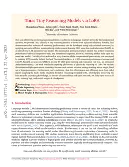Tina: Tiny Reasoning Models via LoRA