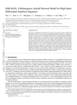DAE-KAN: A Kolmogorov-Arnold Network Model for High-Index Differential-Algebraic Equations