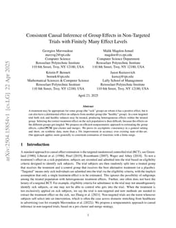 Consistent Causal Inference of Group Effects in Non-Targeted Trials with Finitely Many Effect Levels
