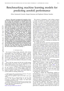 Benchmarking machine learning models for predicting aerofoil performance