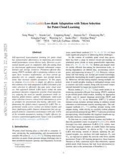 PointLoRA: Low-Rank Adaptation with Token Selection for Point Cloud Learning