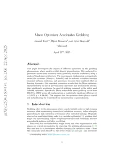 Muon Optimizer Accelerates Grokking