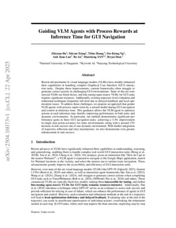 Guiding VLM Agents with Process Rewards at Inference Time for GUI Navigation