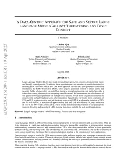 A Data-Centric Approach for Safe and Secure Large Language Models against Threatening and Toxic Content
