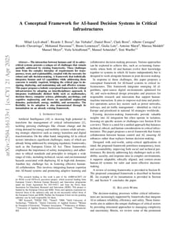A Conceptual Framework for AI-based Decision Systems in Critical Infrastructures